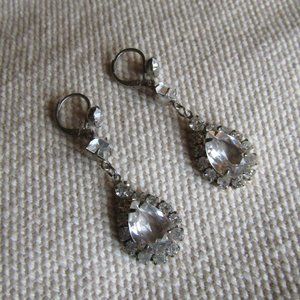 Vintage silver and crystal formal dangle earrings